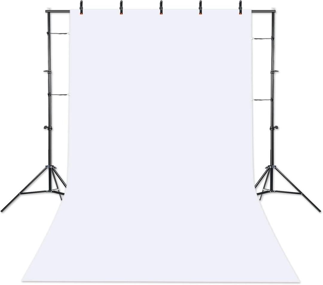 White Backdrop Background with Stand for Photography Photo Booth Backdrop Kit for Photoshoot Background Screen Video Recording Parties Curtain