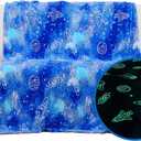 Wesan Glow in The Dark Galaxy Blanket Space Gifts for Kids Boys Girls Outer Space Planets Spaceships Astronomy Starry Sky Throw Birthday for 1-13 Year Teenage Teens Blue 50"x60"