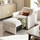 YITAHOME Convertible Sofa Chair Bed, 3-in-1 Sleeper Sofa with Pull-Out Bed, Velvet Fabric Single Sleeper Chair with Reclining and Button Tufted Backrest, Modern Lounge Chair for Small Space, Beige