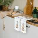 Chinoiserie Fall Pumpkin Kitchen Dish Towels 16x24 Inch Set of 2, Blue and White Chinoiserie Grand Millenial Bow Pumpkin Decorative Hand Towel Tea Towels for Kitchen, Fall Bathroom Decor