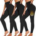 3 Pack Fleece Lined Leggings Women High Waisted Warm Winter Yoga Pants for Women Thermal Running Workout Leggings, Large-X-Large