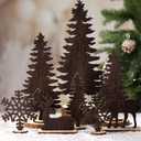 8 Pcs Christmas Table Decorations Wooden Christmas Pine Tree Reindeer Snowflake Table Centerpiece Xmas Winter Tabletop Signs Rustic Farmhouse Decor for Home Office Desk Party Favors