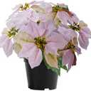 MELAJIA Artificial Pink Poinsettia Plant - 14Inch Faux Christmas Flowers for Indoor Outdoor Xmas Porch Garden Decorations