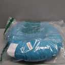 Blazing Needles Solid Twill Round Footstool Cushion, 18", Aqua Blue