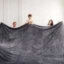 Oversized King Fleece Blanket 120x120 Inches, Seamless Soft Cozy 3D Jacquard Flannel Blanket 10'x10' Extra Large for Bed, Sofa, Couch, Travel & Camping, California King Throw, Dark Grey Leaf