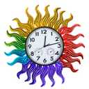 Fastruggle Garden Outdoor Clocks with Thermometer and Hygrometer Combo, Silent No-Ticking Outdoor Wall Rainbow Clocks, Waterproof Outdoor Clocks Vintage Copper Sun, 18.5 Inch