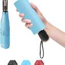 Goothdurs Mini Travel Compact Automatic Umbrella Small Lightweight Folding Rain Windproof Auto Open/Close Purse Umbrellas for Women Men (A2-Blue)