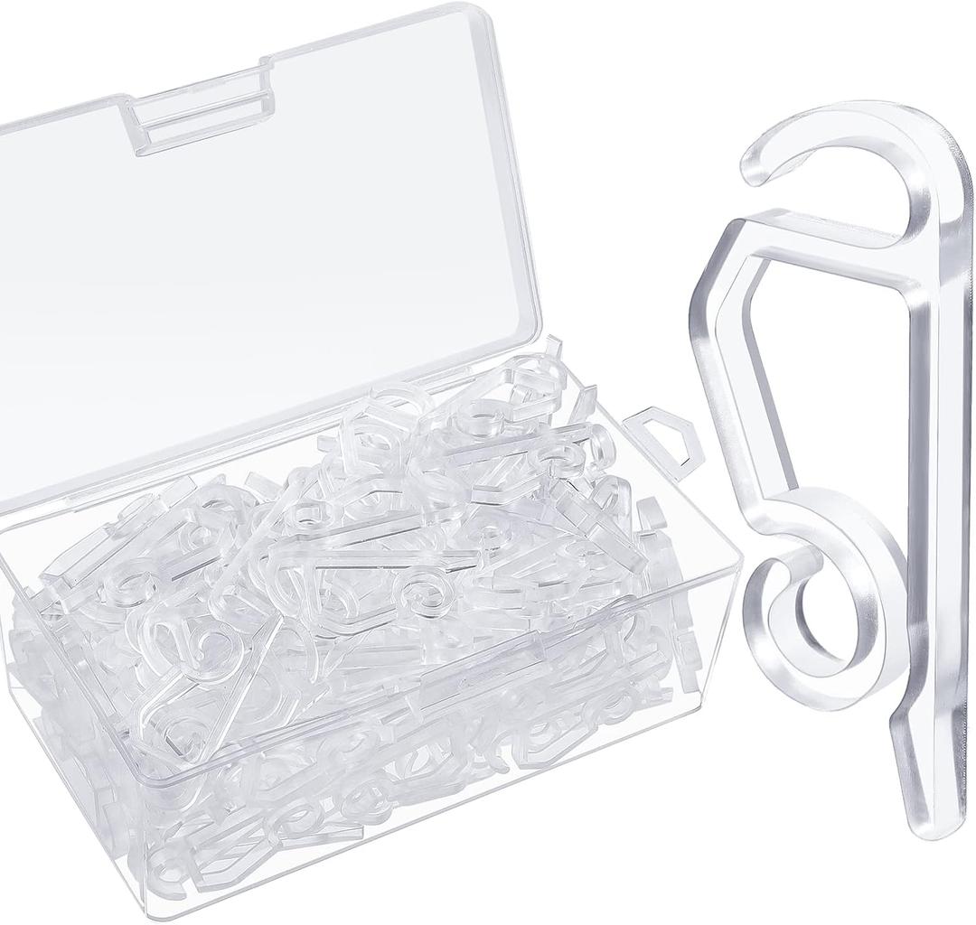 Marsui 120 Pieces Christmas Light Clips Outdoor Gutter Hooks Plastic Seasonal Weatherproof Clips Holiday Fence Hooks for Christmas Roof Tree Outside Hanging String Lights (Clear)