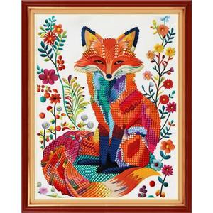 Dimensean Stamped Cross Stitch Kits Full Range of Embroidery Patterns Starter Kits for Beginners Adult or Kids DIY Cross Stitches Needlepoint Kits 11CT-Colorful Cat 16x20 inch