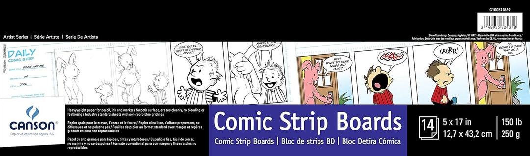 Canson Artist Series Comic and Manga Paper, Art Board, Foldover Pad, 5x17 inches, 14 Sheets (150lb/250g) - Artist Paper for Adults and Students - Colored Pencil, Marker, Ink, Pen
