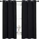 NICETOWN Pitch Black Solid Thermal Insulated Grommet Blackout Curtains/Drapes for Bedroom Window (2 Panels, 42 inches Wide by 63 inches Long, Black)
