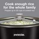 Proctor Silex Rice Cooker & Food Steamer, 30 Cups Cooked (15 Cups Uncooked), Includes Steam and Rinsing Basket, Black (37555)