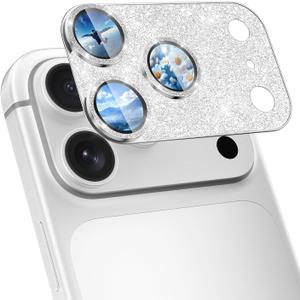 Imluckies for iPhone 17 Pro Max Camera Lens Protector Glitter, [ALL Metal] Tempered Glass Shiny Diamond Camera Cover Plate Sparkle Screen Protection, 9H Anti-Scratch & Easy Install, Bling Sliver