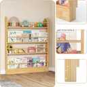 4 Tier Behind The Door Bookshelf, Space Saving Behind The Door Bookcase Wooden Kids Wall Bookcase for Bedroom Living Room Playroom (120 * 100), 100Cm X 10Cm X 120Cm