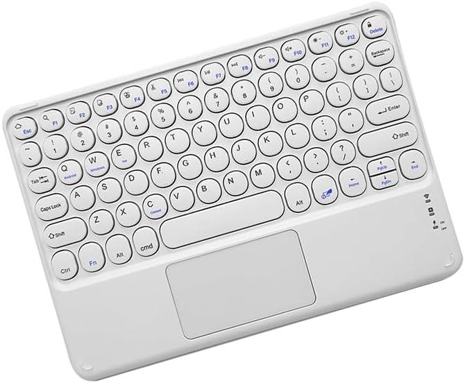 Thanice Wireless Keyboard with Touchpad, Ultra-Slim Portable Rechargeable Bluetooth Keyboard, Ipad & Android Windows Device Compatible (White)