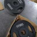 Fitvids Olympic 2-Inch Cast Iron Plate Weight Plate for Strength Training and Weightlifting, Two Hole Style, 25LB Pair