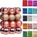4 x Emopeak 24Pcs Christmas Balls Ornaments for Xmas Christmas Tree - 4 Style Shatterproof Christmas Tree Decorations Hanging Ball for Holiday Wedding Party Decoration (Rose Gold, 1.3"/3.2CM)