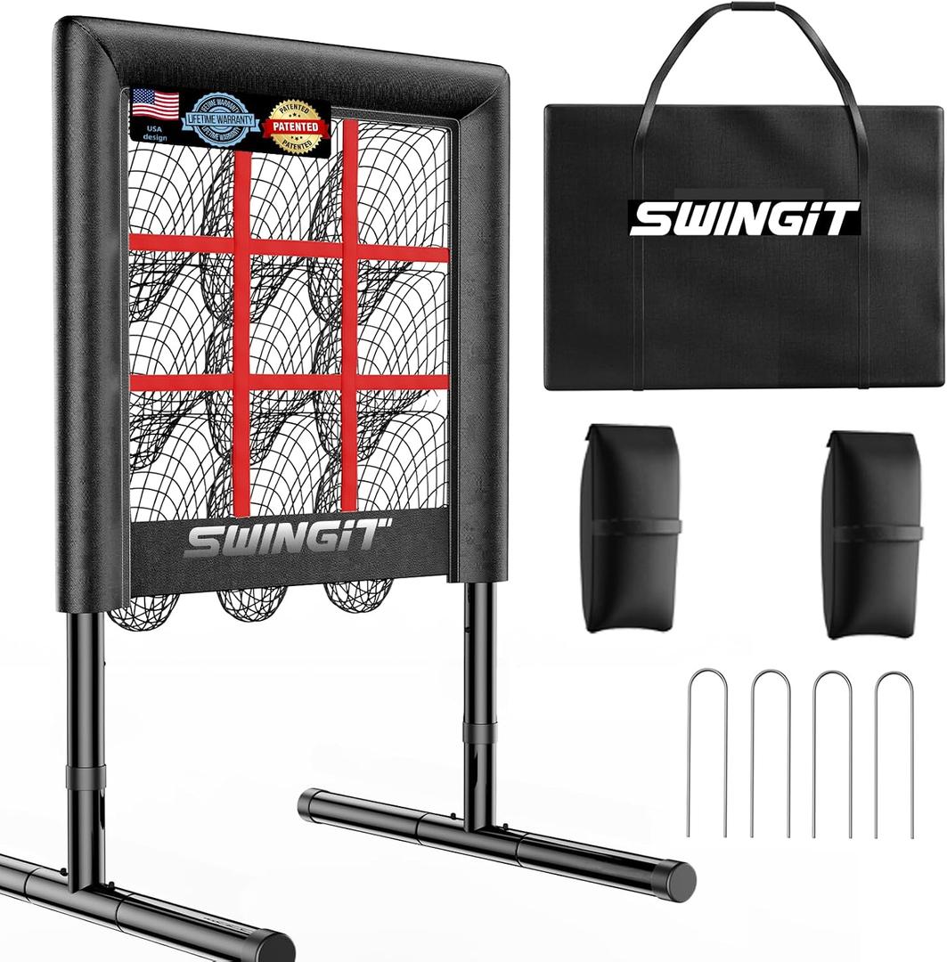 Upgrade 9 Hole Baseball Pitching Net with Strike Zone, Professional Heavy Duty 9 Pocket Softball Pitching net, Throwing Target Portable for Accuracy Training Practice Net, Adjustable Height