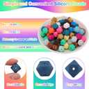 HARFINGTON 50Pcs Hexagonal Silicone Beads 14mm Geometric Focal Loose Beads Bulk for Keychain Lanyard Necklace Bracelet Making DIY Pen, Navy