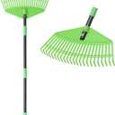 Plastic Rake for Leaves, 23 Tines 16" Wide Plastic Lawn Gravel Shrub Leaf Rake for Leaves and Grass, Thatch Garden Rakes for Yard Heavy Duty Long Handle 35-55"