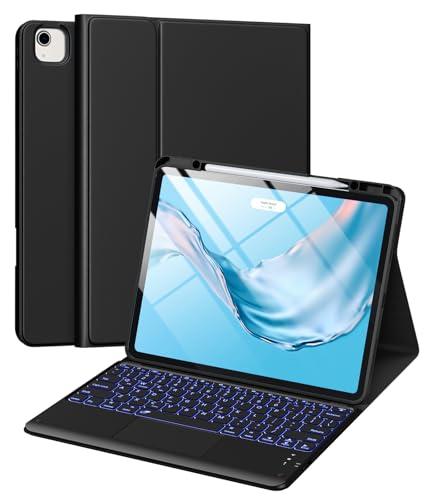 Harvopu for iPad Air 13 inch & Pro 12.9 Case with Keyboard - Multi-Touch Trackpad, 7 Colors Backlit, Detachable Folio Keyboard Cover for iPad Pro 12.9 (6th, 5th, 4th, 3rd gen), Air 13 M3/M2 (Black)