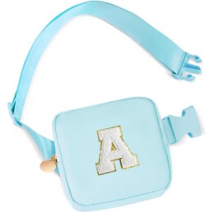 Mini Belt Bag Fanny Pack Small Crossbody Bags with Initials Cute Stuff Birthday Gifts for Teenager Girls Trendy Stuff for Teens - A,Blue Bag