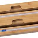 Lipper International Bamboo Dispenser with Cutter for Aluminum Foil, Plastic Wrap, or Wax Paper, 2-in-1, 13 7/8" x 6 3/4" x 4"