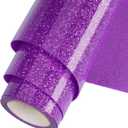 Purple Glitter HTV Heat Transfer Vinyl Roll 12inch x 10 ft for T-Shirt Crafts Glitter Iron on Vinyl Suitable for All Cutter Machines Easy to Cut & Weed for Heat Vinyl Design