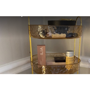 COMVTUPY 360° Rotating Makeup Organizer - Large Capacity Makeup Skincare Perfume Organizer Bathroom Organizer for Countertop Amber 2 Tier