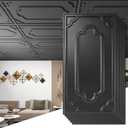Art3d 12-Pack Drop Ceiling Tiles 2x4 Ft, Decorative PVC Ceiling Covering Panels 24x48 Inch for Basement Bathroom Kitchen, Cover 96 Sq.Ft, Black