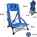 Beach Chairs for Adults Blue 1 Pack | High Back, Low Profile, 22.5'' Wide, Headrest, Breathable Mesh, Portable, Outdoor, Beach, Concert