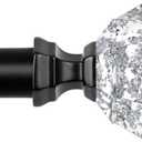 TONIAL Curtain Rods 32 to 58 Inch(2.6 to 4.8 ft), Telescoping Splicing 3/4 Single Rods for Windows 20 to 53 Inch(1.7 to 4.4 ft Decorative Drapery Rod with Translucent Diamond Finial, Black