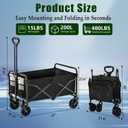 Collapsible Wagon Cart Foldable 37" L 480lbs Capacity, Heavy Duty Beach Wagon, Shopping Carts with Wheels for Grocery, Camping, Shopping, Beach, Fishing, Garden Cart