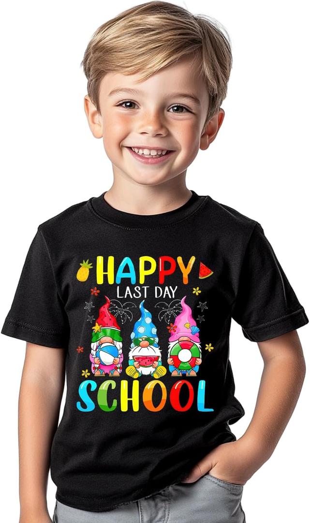 Last Day of School Shirt for Toddler Boys Girls Kids, Happy Funny End of School Year Graduation Shirts Graphic Tee Tops, 2-8T (Black)