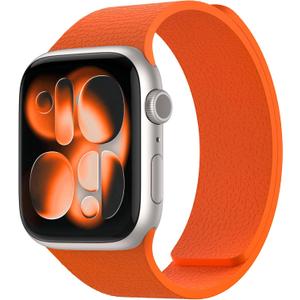 Magnetic Silicone Band Compatible with Apple Watch Band 42mm 41mm 40mm 38mm Series 11 10 9 8 7 6 5 4 3 & SE 3/2/1 Strong Magnetic Clasp, Waterproof & Adjustable (Orange)