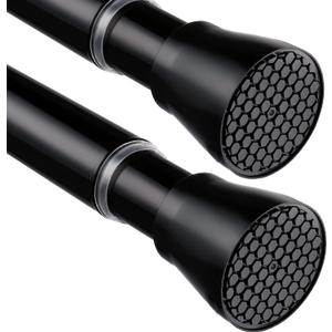 2 Pack Black Shower Curtain Rod 45 to 77 Inch,Shower Rods for Bathroom,Spring Tension Curtain Rod No Drilling for Windows Doors Closet Kitchen Wardrobe
