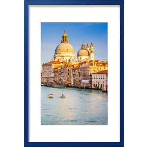 wyooxoo 24x36 Poster Frame Dark blue Solid Wood Picture Frames Display Pictures 20x30 with Mat or 24x36 Without Mat Colorful Frame For Horizontal Vertical Wall Mounting