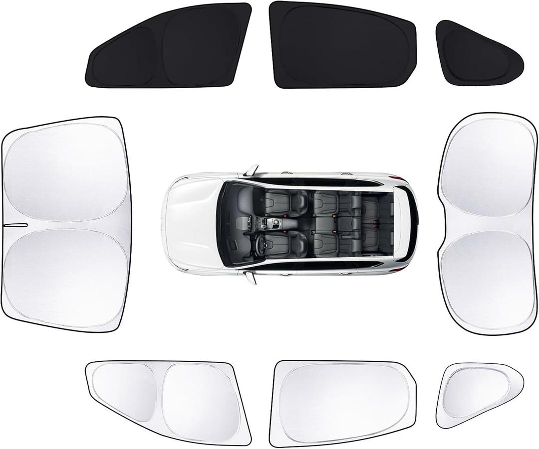 8pcs Car Window Shades for Hyundai Santa Fe 2013-2018 Accessories,Windshield Side Rear Full Sunshade,Sun Visor UV Blocking, Privacy Protection and Blackout for Camping Outdoor