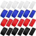 12 Pairs Solid Color Sleeve Holders for Soccer, Softball, Baseball T-Shirts - Ties and Straps for Sports Activities (Black, Blue, Red, White)