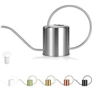 Plant Watering Can, 50 oz / 1500 ml Stainless Steel Metal - Modern Decorative with Long Spout for Indoor Potted Plants, Bonsai, Garden Flowers, Silver