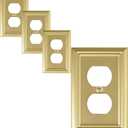 OKAWYC Single Duplex Outlet Light Switch Cover Adler Metal Wall Plate, 4-Pack Brushed Brass 1 Gang, for Receptacle Light Switch, Switch Cover Decorative Wallplate, Durable
