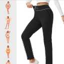 HOTSUIT Fleece Lined Winter Work Pants Thermal Travel Pants High Waisted Golf Hiking Pockets (Black, L)