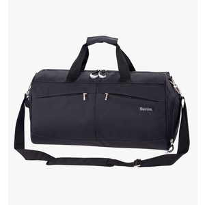 Kuston Sports Gym Bag with Shoes Compartment &Wet Pocket Gym Duffel Bag Overnight Bag for Men and Women-Black