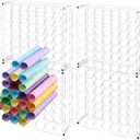 Wenqik 2 Pack Vinyl Storage Organizer 98 Holes Acrylic Vinyl Roll Holder Easy to Assemble Organizer Storage Craft for Room Art Organization Decor (16 x 16 Inch)