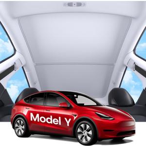 2025 Upgrade Sunshade Roof for Tesla Model Y Accessories, [Graphene Cooling Tech & High Density Honeycomb] No Sag & No Light Leakage Magnetic Adsorbed Design for Model Y Sun Shade 2020-2024 2pcs