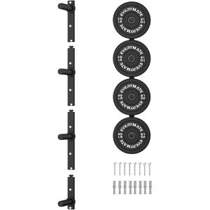 EVERYMATE Weight Plate Storage Rack, Olympic Weight Plate Holder, Bumper Plate Storage, Home Gym Organizer (Fit 2 inch plates, 4pegs)