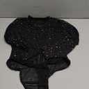 Avidlove Women Mesh Bodysuit Lingerie Mock Neck Long Sleeve Sheer Rhinestone Going Out Top, S