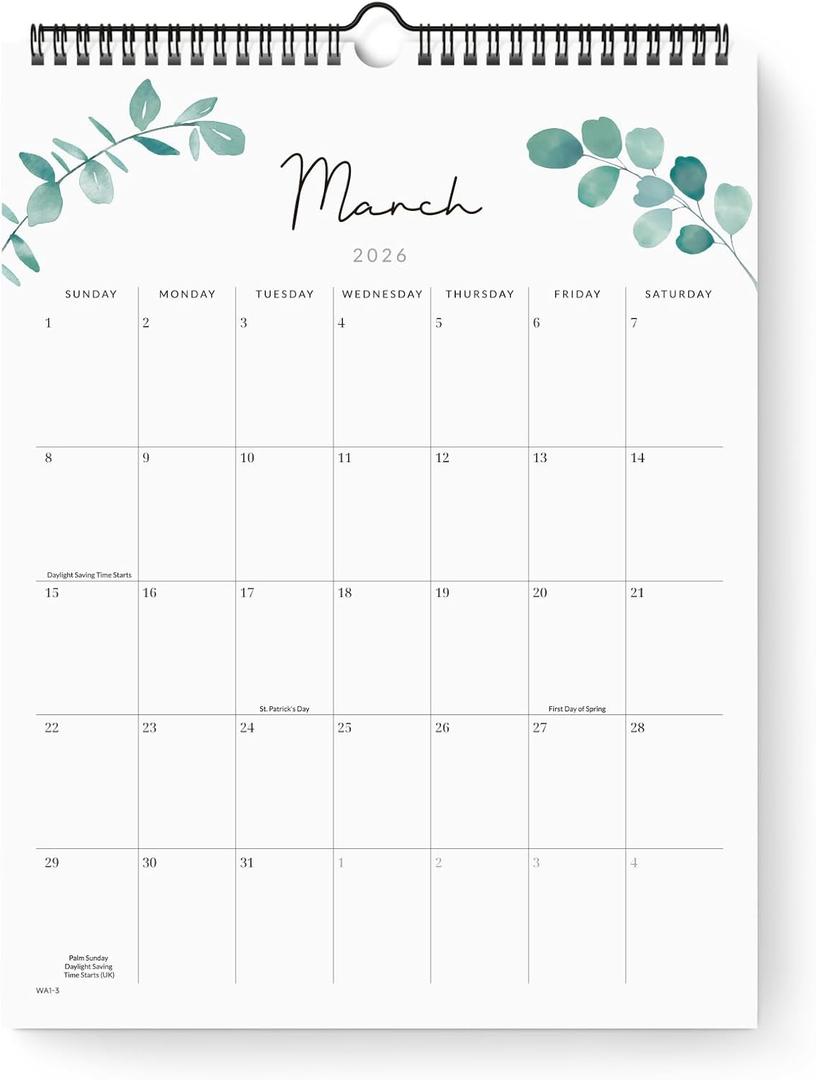 2 x Jotsome Wall Calendar 2026, 11.2"x14.2" Monthly Calendar From Now To December 2026, Bleed-Proof Paper Calendar with Notes For Home and Office, Easy Organizing(Florals)