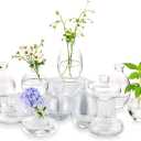 Glass Bud Vase for Centerpieces: 12Pcs Glasseam Clear Mini Small Vases for Flowers Bulk Flower Vase Set Aesthetic Cute Handmade Tiny Short Wedding Table Centerpiece Decor