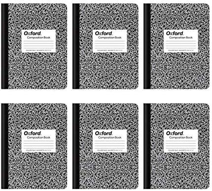 Oxford Composition Notebooks, College Ruled Paper, 9-3/4 x 7-1/2 Inches, 100 Sheets, Black, 6 Pack (63767)